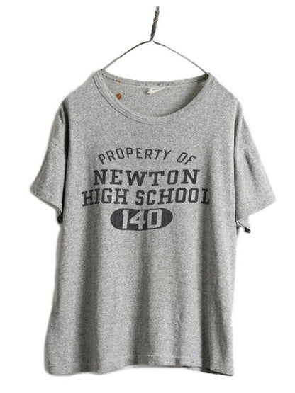 60s ビンテージ ★ チャンピオン プロダクツ 4段 染込み プリント Tシャツ メンズ L Champion USA製 カレッジ 霜降りグレー 杢灰 カプセル