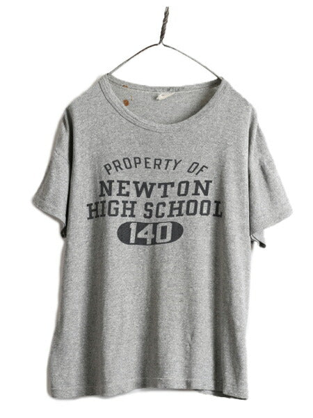 60s ビンテージ ★ チャンピオン プロダクツ 4段 染込み プリント Tシャツ メンズ L Champion USA製 カレッジ 霜降りグレー 杢灰 カプセル