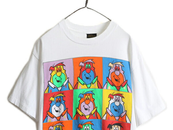 90s USA製 ★ フリントストーン ウォーホル 風 アート プリントTシャツ メンズ L / 古着 90年代 キャラクター オフィシャル 当時物 アニメ