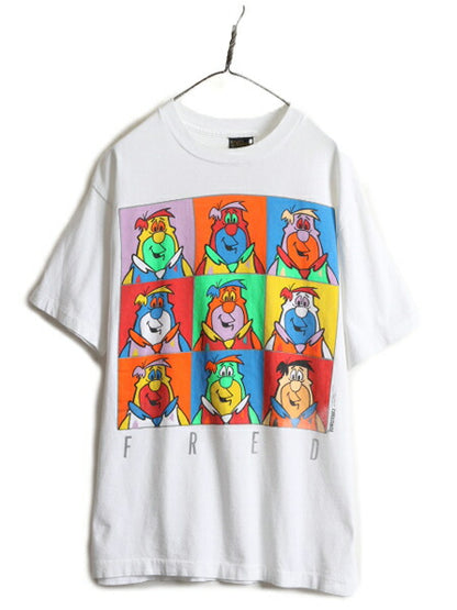 90s USA製 ★ フリントストーン ウォーホル 風 アート プリントTシャツ メンズ L / 古着 90年代 キャラクター オフィシャル 当時物 アニメ
