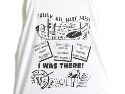 90s ★ ジャス フェスティバル アート イラスト 両面 プリント Tシャツ ( メンズ XL ) 古着 90年代 オールド JAZZ フェス 当時物 バンド 白