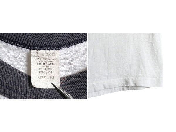 70s 80s ★ YALE カレッジ プリント チョコチン リンガー Tシャツ ( メンズ M ) 70年代 80年代 ビンテージ シングルステッチ ワンポイント
