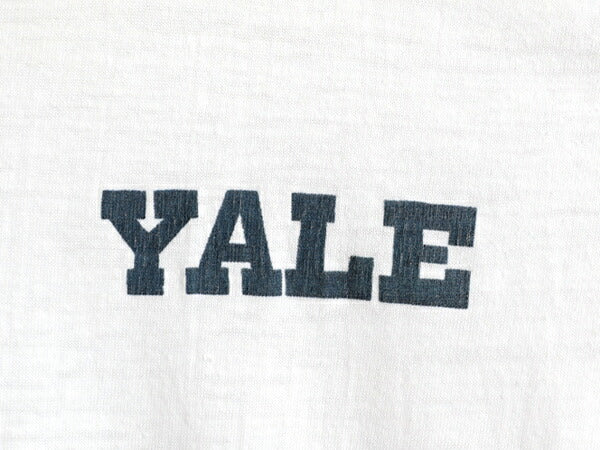 70s 80s ★ YALE カレッジ プリント チョコチン リンガー Tシャツ ( メンズ M ) 70年代 80年代 ビンテージ シングルステッチ ワンポイント
