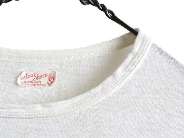 40s 50s ★ ベルバシーン 2段 染込み カレッジ プリント Tシャツ ( メンズ レディース S 程) 40年代 50年代 VELVA SHEEN シングルステッチ