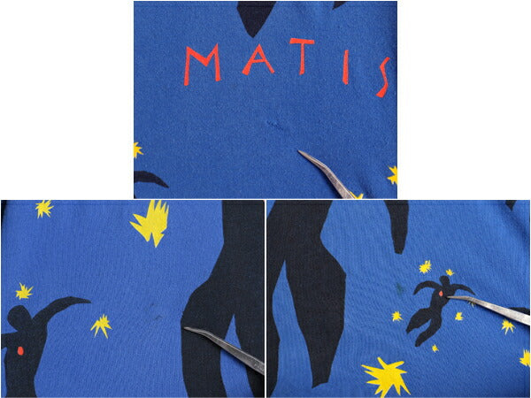 90s ★ マティス イカロス オールオーバー プリント Tシャツ メンズ XL / 古着半袖Tシャツ アート イラスト 絵画 総柄 シングルステッチ 青