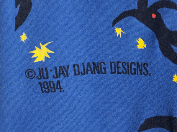 90s ★ マティス イカロス オールオーバー プリント Tシャツ メンズ XL / 古着半袖Tシャツ アート イラスト 絵画 総柄 シングルステッチ 青