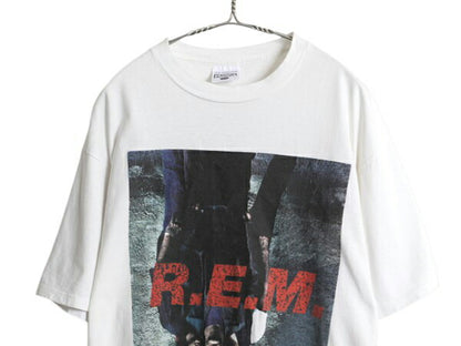 90s USA製 ★ R.E.M. 1995 ツアー プリント Tシャツ メンズ XL 古着 オフィシャル 当時物 バンド ロック フォト グラフィック NICE MAN 白