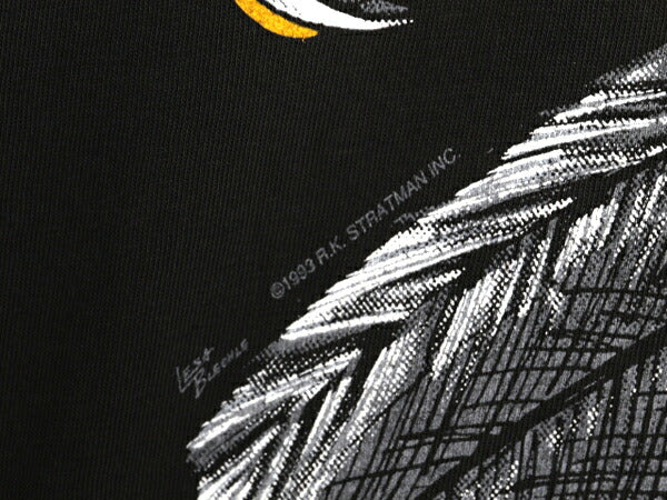 90s USA製 ★ ハーレー ダビットソン イーグル オーバー プリント Tシャツ メンズ M / 古着 当時物 イラスト グラフィック バイク 大判 黒