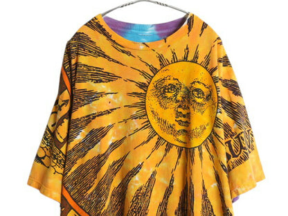 90s ★ リキッドブルー SUN&MOON タイダイ オールオーバー プリント Tシャツ メンズ XXL / 古着 当時物 オールド 大判 アート グラフィック