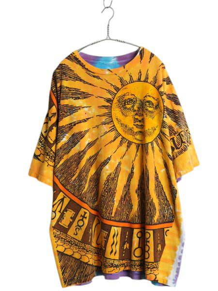 90s ★ リキッドブルー SUN&MOON タイダイ オールオーバー プリント Tシャツ メンズ XXL / 古着 当時物 オールド 大判 アート グラフィック