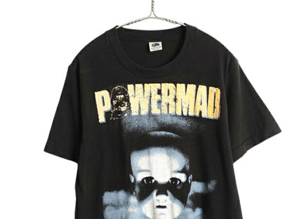 80s USA製 ★ POWERMAD イラスト プリント Tシャツ メンズ L 古着 ヴィンテージ 当時物 バンド スラッシュ メタル ロック グラフィック 黒
