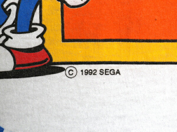 90s ★ SEGA オフィシャル ソニック キャラクター イラスト プリント Tシャツ メンズ XL 小さめ L 古着 オールド 当時物 ゲーム アニメ 白