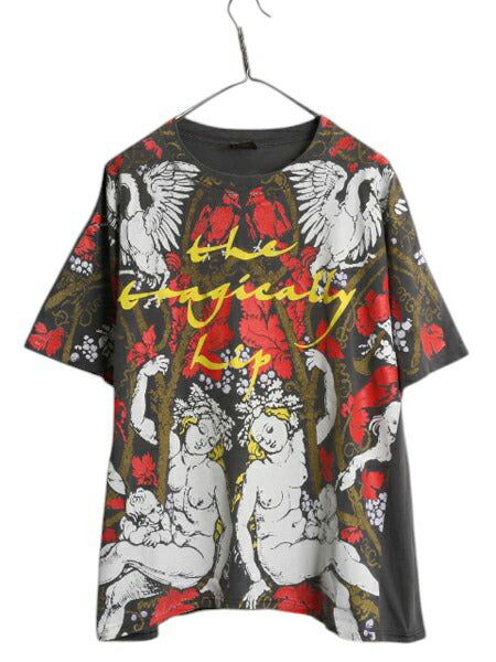 90s USA製 ★ The Tragically Hip オールオーバー プリント Tシャツ メンズ XL 古着 オールド 当時物 バンド ロック 大判 アート イラスト