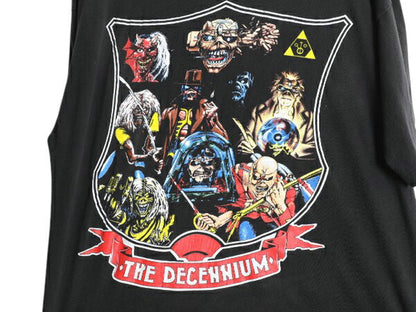 90s ★ アイアンメイデン 10周年 イラスト プリント Tシャツ メンズ L オールド 当時物 バンド メタル ロック スカル シングルステッチ 黒