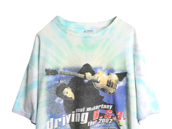 00s ★ ポールマッカートニー ツアー イラスト プリント タイダイ Tシャツ メンズ XL / オールド 当時物 ビートルズ バンド ロック 星条旗