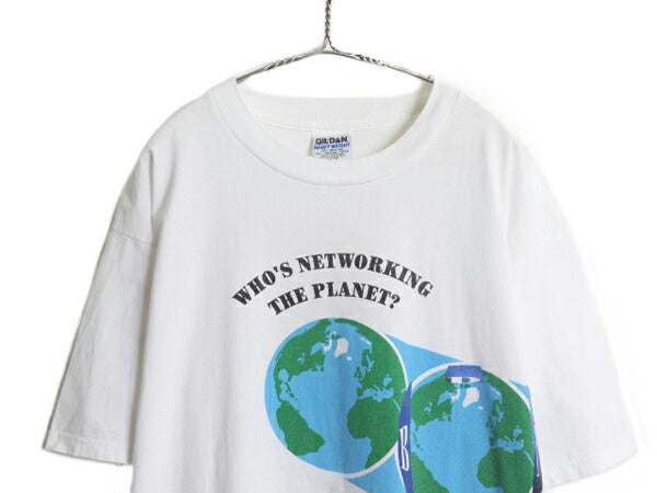90s ★ 企業物 両面 イラスト プリント Tシャツ メンズ XL オールド グラフィック アート メッセージ 大きいサイズ ヘビーウェイト 当時物