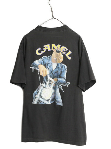 90s USA製 ★ キャメル キャラクター イラスト プリント Tシャツ メンズ XL オールド オフィシャル タバコ 企業物 グラフィック ポケT 黒