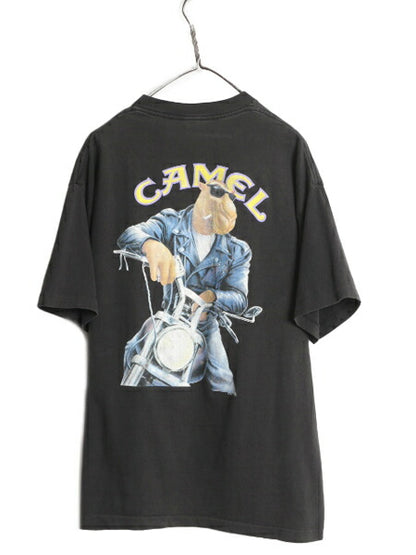 90s USA製 ★ キャメル キャラクター イラスト プリント Tシャツ メンズ XL オールド オフィシャル タバコ 企業物 グラフィック ポケT 黒