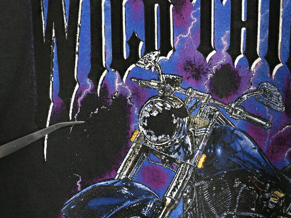 90s ★ バイク イラスト バック プリント Tシャツ メンズ XL オールド グラフィック ハーレー ダビッドソン モーターサイクル 黒 ツートン