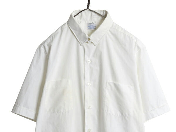 デッドストック 60s 70s ★ シアーズ スーピマ コットン 半袖 ダブカラー シャツ メンズ L / 新品 ヴィンテージ ワイシャツ ドレス 無地 白