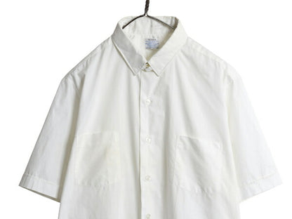 デッドストック 60s 70s ★ シアーズ スーピマ コットン 半袖 ダブカラー シャツ メンズ L / 新品 ヴィンテージ ワイシャツ ドレス 無地 白