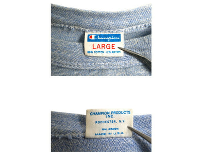 70s USA製 ★ チャンピオン 染込み カレッジ プリント Tシャツ メンズ L / ヴィンテージ バータグ 88 12 シングルステッチ 霜降り ブルー