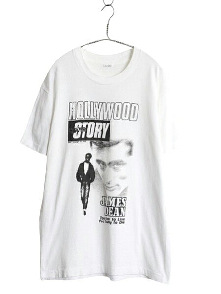 90s USA製 ★ ジェームズ ディーン イラスト プリント Tシャツ メンズ L 古着 オールド 当時物 俳優 キャラクター フォト シングルステッチ