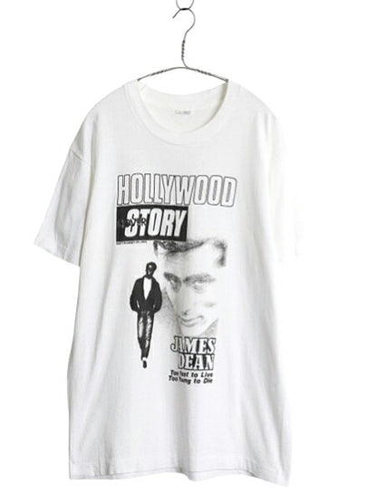 90s USA製 ★ ジェームズ ディーン イラスト プリント Tシャツ メンズ L 古着 オールド 当時物 俳優 キャラクター フォト シングルステッチ
