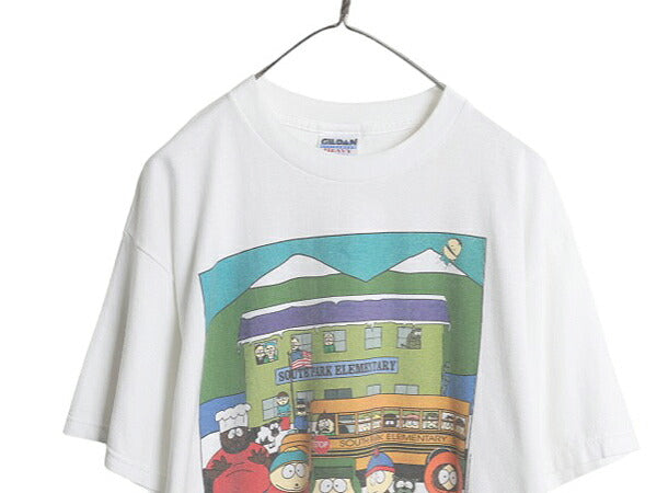 90s ★ サウスパーク キャラクター イラスト プリント Tシャツ メンズ L / 古着 オールド オフィシャル 当時物 アニメ ヘビーウェイト 白