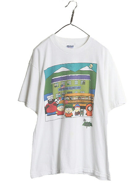 90s ★ サウスパーク キャラクター イラスト プリント Tシャツ メンズ L / 古着 オールド オフィシャル 当時物 アニメ ヘビーウェイト 白