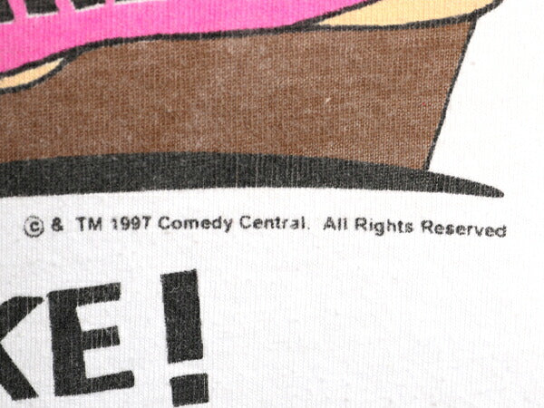 90s ★ サウスパーク キャラクター イラスト プリント Tシャツ メンズ L オールド 当時物 オフィシャル アニメ メッセージ グラフィック 白