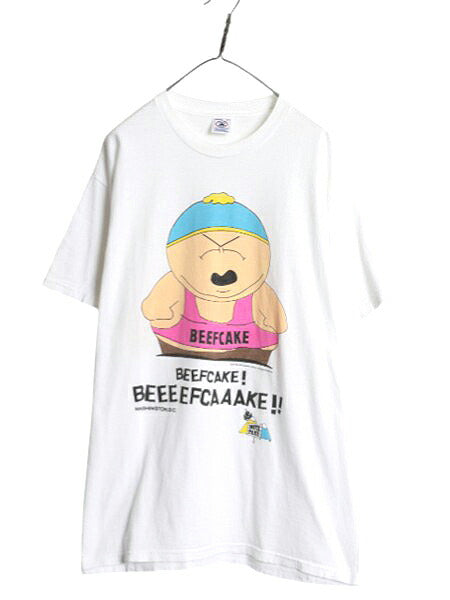 90s ★ サウスパーク キャラクター イラスト プリント Tシャツ メンズ L オールド 当時物 オフィシャル アニメ メッセージ グラフィック 白