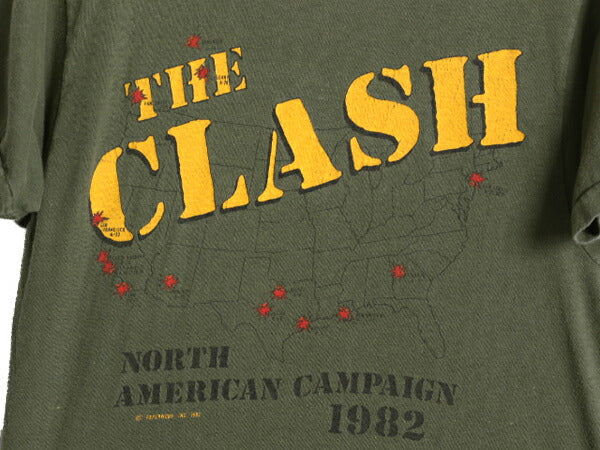 80s USA製 ★ クラッシュ ツアー プリント Tシャツ メンズ S 程 ヴィンテージ 当時物 オフィシャル バンド パンク ロック シングルステッチ