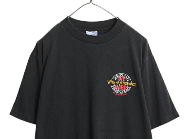 90s USA製 ★ ダイハード 3 ロゴ プリント Tシャツ メンズ L / 古着 オフィシャル ムービー 当時物 イラスト シングルステッチ 黒 ALLSPORT