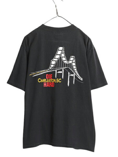 90s USA製 ★ ダイハード 3 ロゴ プリント Tシャツ メンズ L / 古着 オフィシャル ムービー 当時物 イラスト シングルステッチ 黒 ALLSPORT
