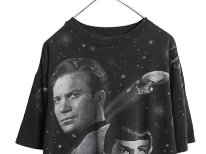 90s ★ スタートレック オールオーバー プリント Tシャツ メンズ XL / オフィシャル SF ムービー 当時物 キャラクター シングルステッチ 黒