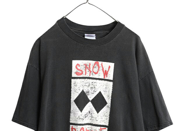 90s 00s ★ スキー メッセージ イラスト プリント Tシャツ メンズ XL / オールド アート グラフィック ストリート スポーツ スケーター 黒