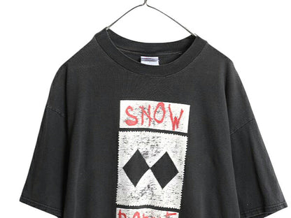 90s 00s ★ スキー メッセージ イラスト プリント Tシャツ メンズ XL / オールド アート グラフィック ストリート スポーツ スケーター 黒