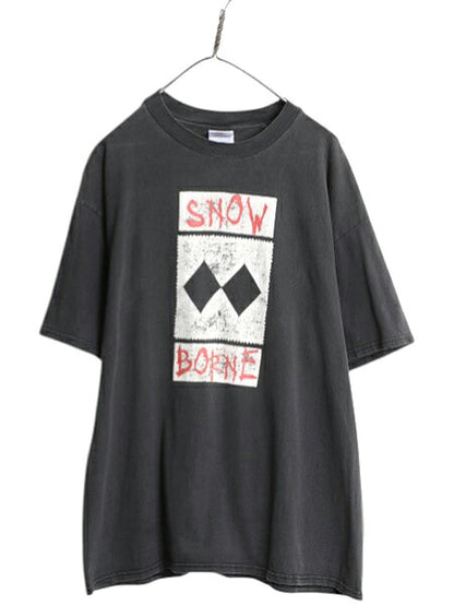 90s 00s ★ スキー メッセージ イラスト プリント Tシャツ メンズ XL / オールド アート グラフィック ストリート スポーツ スケーター 黒