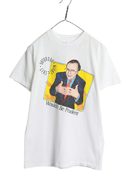 90s USA製 ★ ダナカーヴィ イラスト プリント Tシャツ メンズ M 古着 オールド 当時物 コメディ 俳優 キャラクター ジョーク TV アート 白