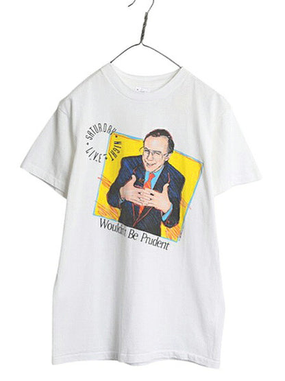 90s USA製 ★ ダナカーヴィ イラスト プリント Tシャツ メンズ M 古着 オールド 当時物 コメディ 俳優 キャラクター ジョーク TV アート 白