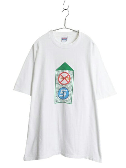 90s ★ 車 メッセージ イラスト プリント Tシャツ メンズ XL / 古着 オールド 旧車 ジョーク グラフィック ヘビーウェイト 大きいサイズ 白