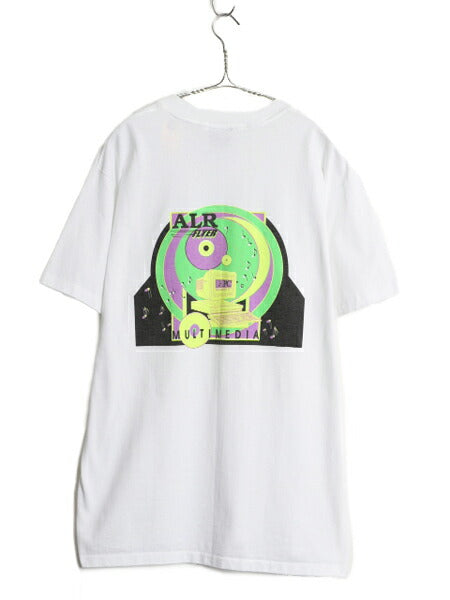 90s USA製 ★ 企業 アート イラスト プリント Tシャツ メンズ XL オールド グラフィック シングルステッチ コンピューター 大きいサイズ 白