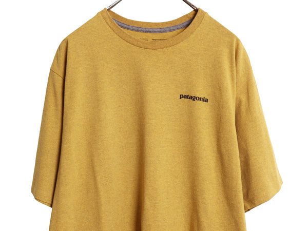 パタゴニア 両面 プリント 半袖 Tシャツ メンズ XL 21年製 アウトドア P6 ボックスロゴ バックプリント カットソー 大きいサイズ イエロー
