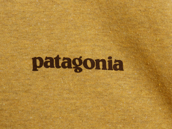 パタゴニア 両面 プリント 半袖 Tシャツ メンズ XL 21年製 アウトドア P6 ボックスロゴ バックプリント カットソー 大きいサイズ イエロー