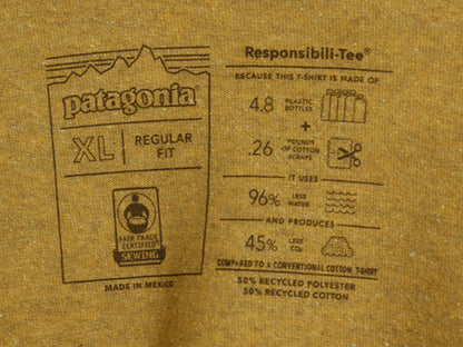 パタゴニア 両面 プリント 半袖 Tシャツ メンズ XL 21年製 アウトドア P6 ボックスロゴ バックプリント カットソー 大きいサイズ イエロー