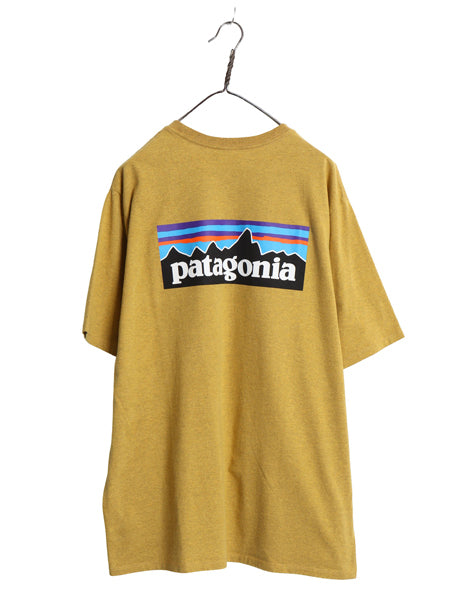 パタゴニア 両面 プリント 半袖 Tシャツ メンズ XL 21年製 アウトドア P6 ボックスロゴ バックプリント カットソー 大きいサイズ イエロー