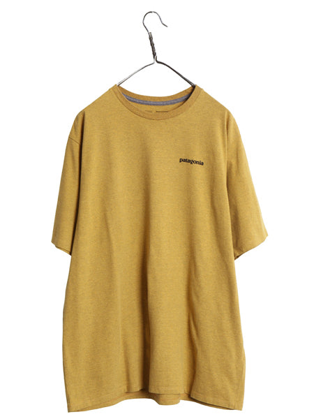 パタゴニア 両面 プリント 半袖 Tシャツ メンズ XL 21年製 アウトドア P6 ボックスロゴ バックプリント カットソー 大きいサイズ イエロー