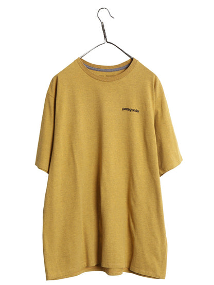 パタゴニア 両面 プリント 半袖 Tシャツ メンズ XL 21年製 アウトドア P6 ボックスロゴ バックプリント カットソー 大きいサイズ イエロー