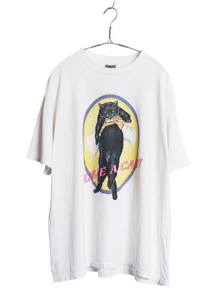 90s USA製 ネコ イラスト プリント Tシャツ メンズ XL オールド アート アニマル キャラクター ビール 企業 シングルステッチ 大きいサイズ